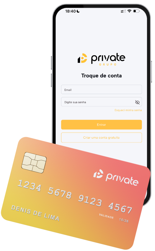 Tela do aplicativo com cartões de crédito
